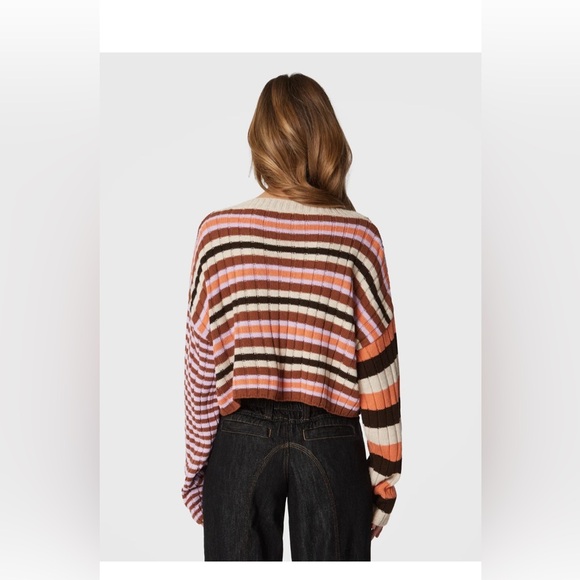 BDG Urban Outfitters V Neck crop striped sweater medium - Picture 2 of 5